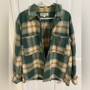 Madewell Men’s Flannel Shirt Jacket in Green/Yellow, NWOT, Medium